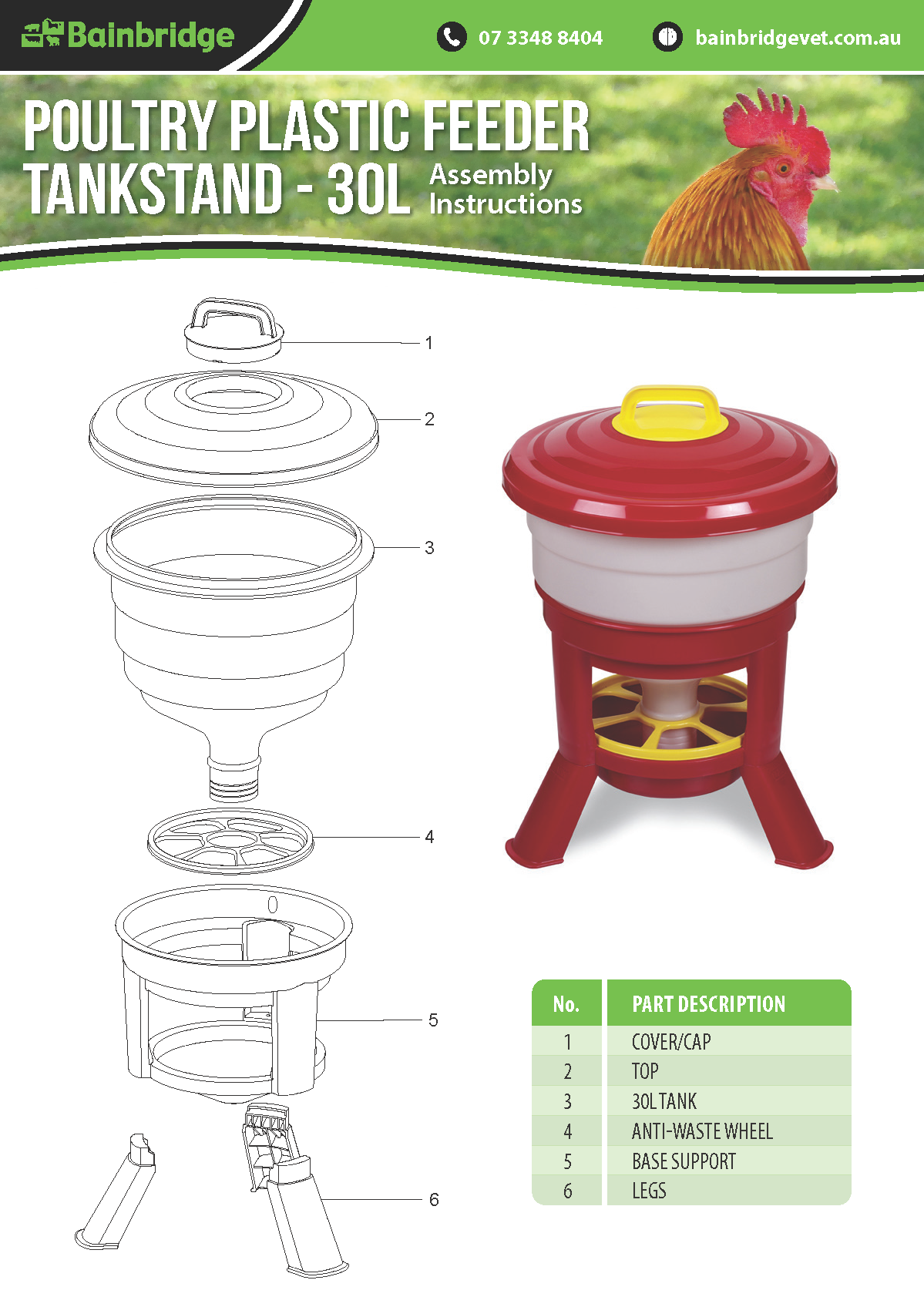 Plastic Poultry Feeder Tankstand - 30L